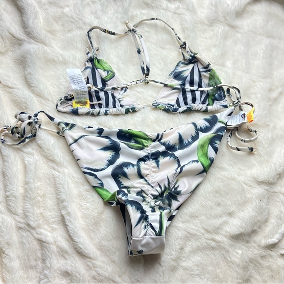 NWOT agua Bendita caliope floral beaded string bikini 12463 - Picture 6 of 12